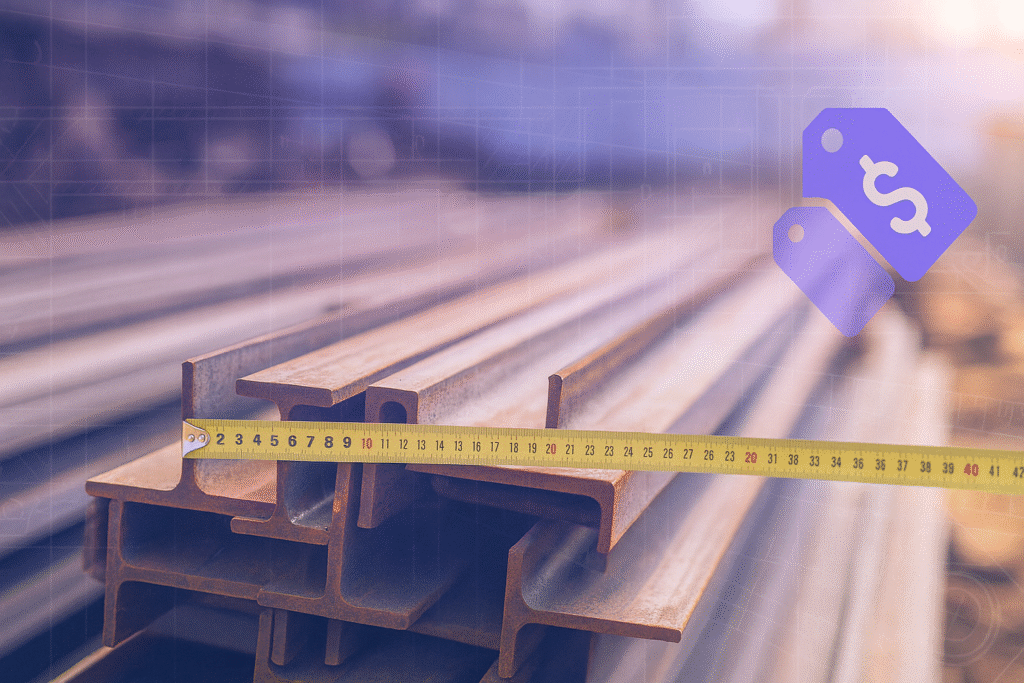 Steel Weight & Cost Calculator – I-beams with blueprint overlay (IS 808/AISC/Eurocode)