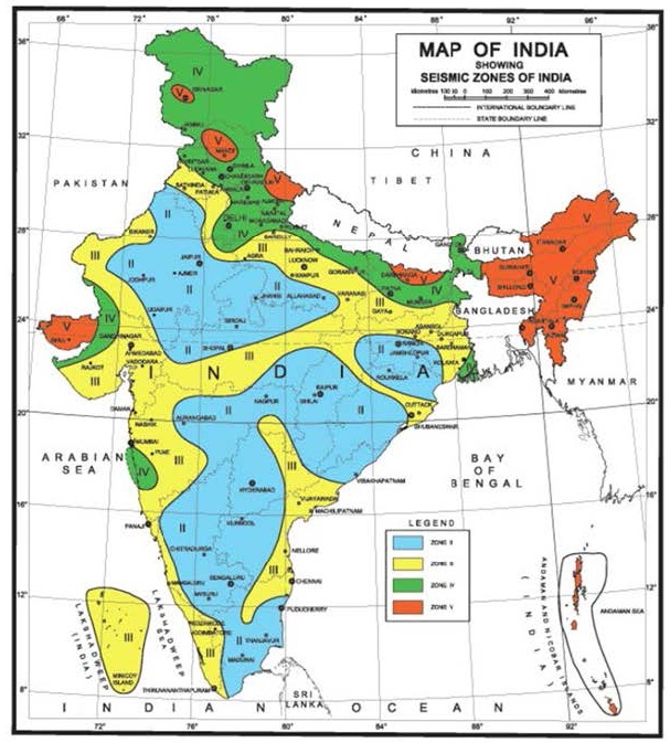Seismic Zone Map of India — IS 1893 (Part 1) : 2016, Fig. 1